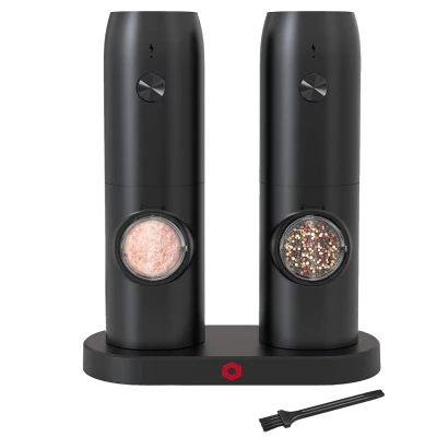 Set 2 rasnite electrice sare si piper stand incarcare USB