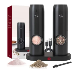 Set 2 rasnite electrice sare si piper stand incarcare USB