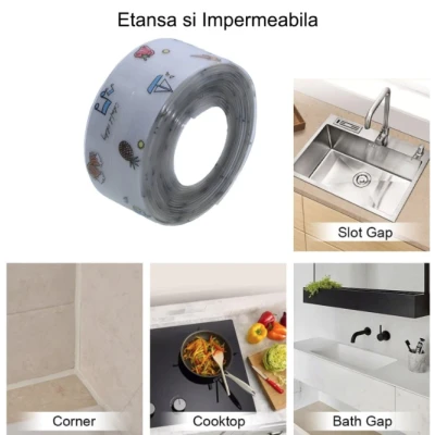 Set 2 x Banda de etansare transparenta cu model 38x320cm