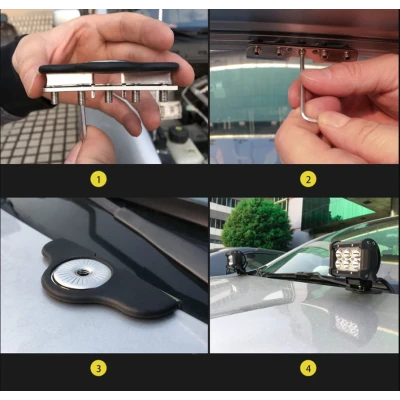 Set 2 x Suport Capota FICSI pentru fixare LED BAR / proiectoare capota universal dreptunghiular