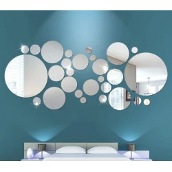 Set 30 Oglinzi decorative din Sticla Acrilica pentru design interior model rotund