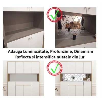 Set 32 Oglinzi Acrilice Autoadezive Luxer Model Romb dimensiune 19 X 14 cm
