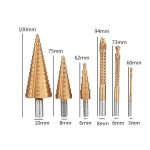 Set 3 burghie freza conica metal in trepte 4 30mm + 3 burghie frezare
