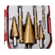 Set 3 burghie freza conica metal in trepte 4 30mm + 3 burghie frezare