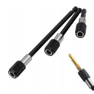 Set 3 prelungitoare pentru surubelnita 60mm 100mm 150mm negru