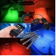 Set 4 benzi 9 LED cu lumina ambientale pentru auto si telecomanda RGB