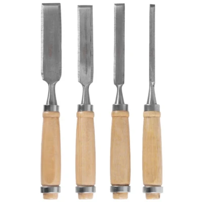 Set 4 Dalti cu maner de lemn