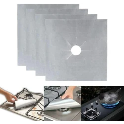 Set 4 folii ARGINTII de protectie pentru aragaz