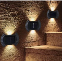 Set 4 Lampi solare cu lumina bidirectionala 2 led / lampa 