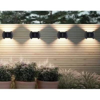 Set 4 lampi solare exterioare pentru perete iluminare sus/jos 8 LED