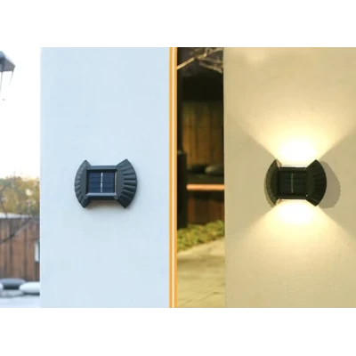 Set 4 lampi solare exterioare pentru perete iluminare sus/jos 8 LED