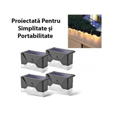 Set 4 Lampi Solare LED pentru scari gard stalpi rezistent la apa senzor de Lumina 8,1 cm x 5 cm x 4,5 cm Lumina Calda