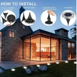 Set 4 Lampi Solare metalice Argintii Disk Lights pentru gradina