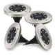 Set 4 Lampi Solare metalice Argintii Disk Lights pentru gradina