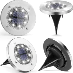 Set 4 lampi solare pentru gradina rotunde