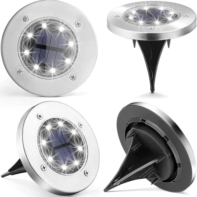 Set 4 lampi solare pentru gradina rotunde
