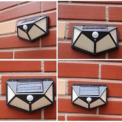Set 4 Lampi ULTRA 100 LED Solare cu senzor de miscare si lumina 3 moduri ILUMINARE