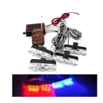 Set 4 lumini de averizare LED 36W cu stroboscop rosu / albastru