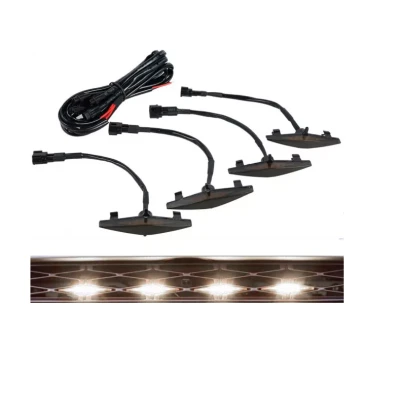 Set 4 lumini de zi si gabarit F3 pentru auto sau autocamioane montaj pe grila 12V/24V
