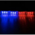 Set 4 lumini LED de avertizare rosu albastru pentru grila functii stroboscop 36W 12V