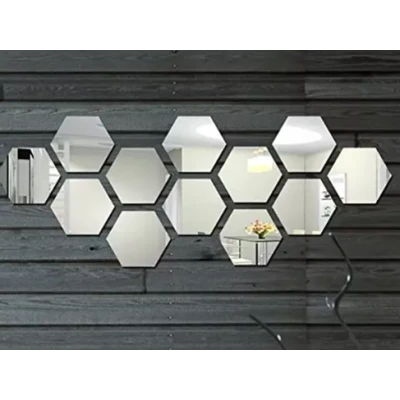 Set 50 Oglinzi Design Hexagon MICI 8 x 8 - Oglinzi Decorative Acrilice Cristal - Diamant - Fagure 50 bucati/set