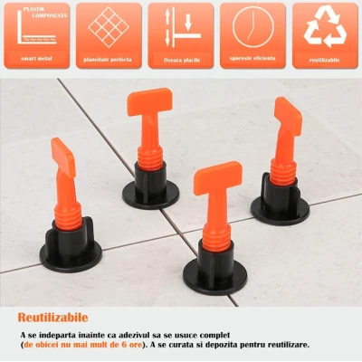 Set 50 tije refolosibile 1.5 mm sistem nivelare gresiei/faianta sau placi ceramice