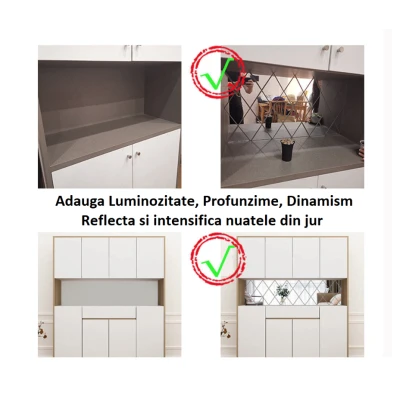 Set 58 Oglinzi Acrilice Autoadezive Luxer 100x100 cm Model Romb 1 metru patrat