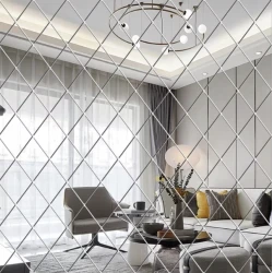Set 58 Oglinzi Acrilice Autoadezive Luxer Model Romb dimensiune set 1 Metru partat 100 X 100 cm