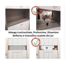Set 58 Oglinzi Acrilice Autoadezive Luxer Model Romb dimensiune set 1 Metru partat 100 X 100 cm