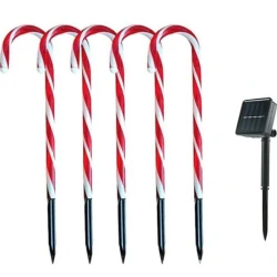 Set 5 Acadele de exterior  incarcare solara  40 cm  decoratiune luminoasa