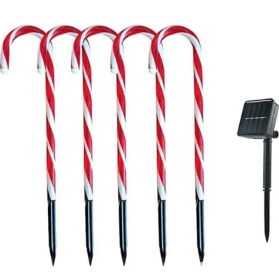 Set 5 Acadele de exterior  incarcare solara  40 cm  decoratiune luminoasa