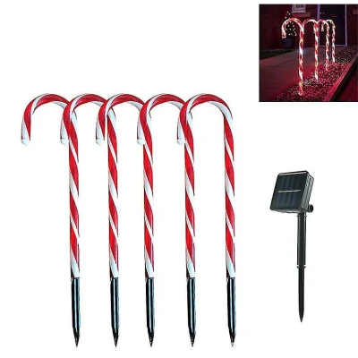 Set 5 Acadele de exterior  incarcare solara  40 cm  decoratiune luminoasa