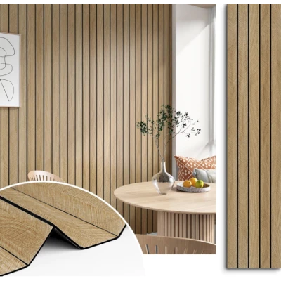 Set 5 placi de tapet autoadeziv imitatie RIFLAJ  30x60 cm lemn natural