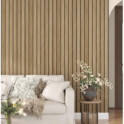 Set 5 placi de tapet autoadeziv imitatie RIFLAJ  30x60 cm lemn natural
