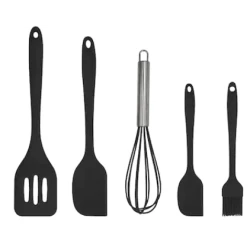 Set 5 ustensile de gatit din silicon negre