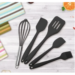 Set 5 ustensile de gatit din silicon negre