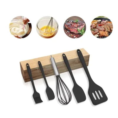 Set 5 ustensile de gatit din silicon negre