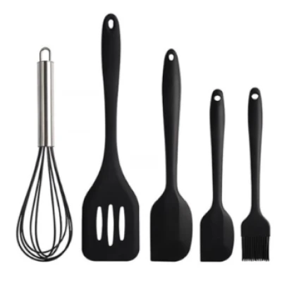 Set 5 ustensile de gatit din silicon negre