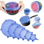 Set 6 capace pentru alimente flexibile din silicon transparent albastru