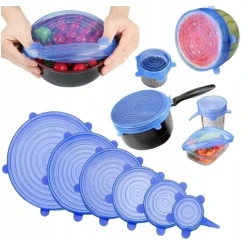 Set 6 capace pentru alimente flexibile din silicon transparent albastru