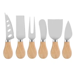 Set 6 cutite pentru branzeturi cu maner de lemn