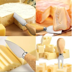 Set 6 cutite pentru branzeturi cu maner de lemn