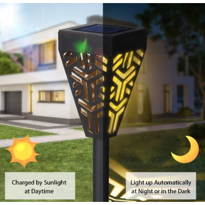 Set 6 lampi solare decorative pentru gradina alb cald model triunghi
