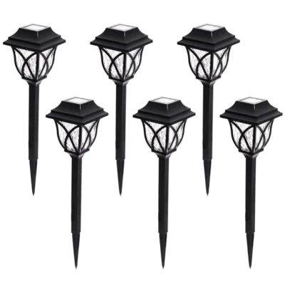Set 6X Lampi solare pentru gradina tip felinar, negru