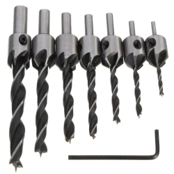Set 7 Burghie pentru lemn LASERLINE cu Zencuitor/Limitare profunzime 