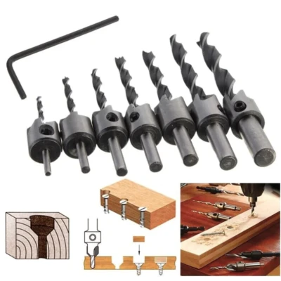 Set 7 Burghie pentru lemn LASERLINE cu Zencuitor/Limitare profunzime