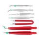 Set 7 Pensete Antistatic Diverse forme Rosu + Argintiu