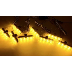 Set 8 lumini stroboscop galbene 4 LED grila telecomanda 7 functii 12V