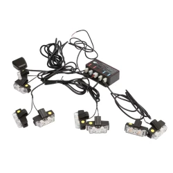Set 8 stroboscoape auto cu 2 LED lumina galbena 12V