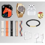Set cadou ceas Smartwatch 9 in 1 H1000 Ultra 3 cu accesorii casti bratara